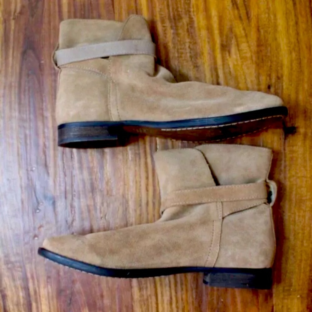 Sam Edelman Tan Suede Malone Ankle Boots with Buckle Size 9.5.